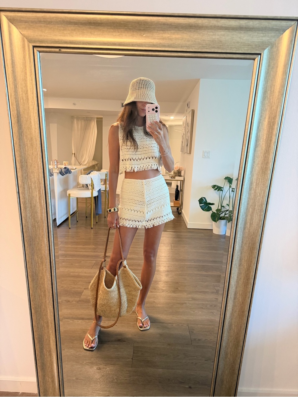 Crochet Two-Piece Set Skirt Top size small